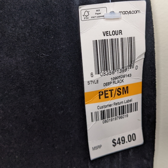 NWT Charter Club Petite Velour Black Pants, Size SP 🖤✨ - Picture 8 of 9